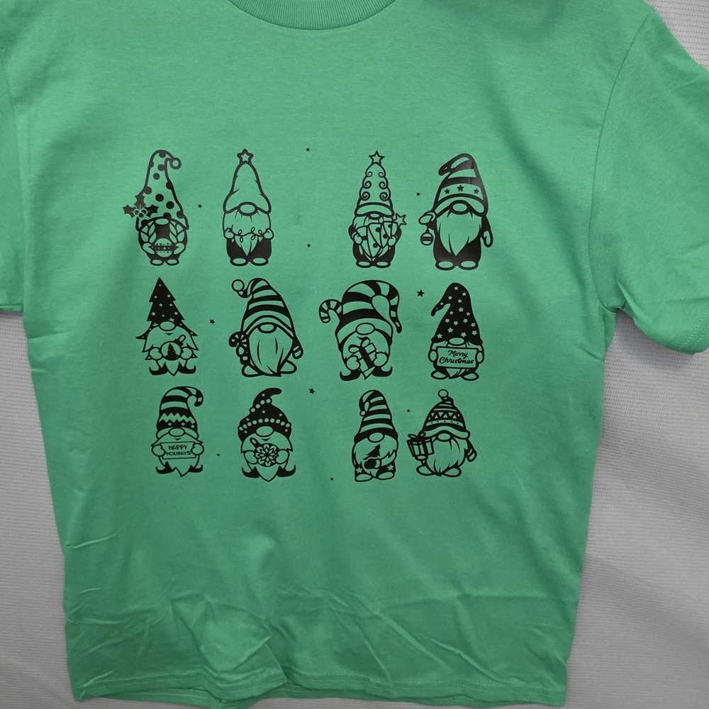 Green Shirt with Gnome Print